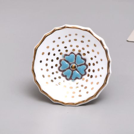 Turquoise Flower Ceramic Dresser Knob for Cabinet